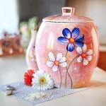 Müslidosen Reisfass Aus Keramik Mehlbehälter Aufbewahrungsbox for Reis Lagertanks Aus Keramik Aufbewahrungsbehälter for Die Küche Keramiktopf Color : Pink Size : 31x31x36cm