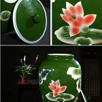Müslidosen Reiszylinder Aus Keramik Mehlbehälter Reisaufbewahrungsfaß Getreidelagerbehälter Lagertank Gurkenglas Color : Green Size : 33.5x33.5x50cm