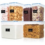 Vtopmart 6 Stück Vorratsdosen Set,Müsli Schüttdose & Frischhaltedosen BPA frei Kunststoff Vorratsdosen luftdicht 24 Etiketten für Getreide Mehl Zucker usw.