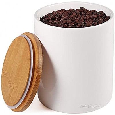 77L Keramik Vorratsdose 1570 ML 53.04 FL OZ Keramik Vorratsdose mit Luftdichtem Verschluss Bambusdeckel Modernes Design Weißer Vorratsbehälter aus Keramik zum Servieren von Tee Kaffee und mehr