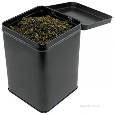 Dosenritter | 2 x eckige Teedose Vorratsdose schwarz aromadicht aus Metall mit Klappdeckel für je 400g Tee | 15,3 x 10,6 x 10,6 cm H,B,T | auch ideal als Mehl- Reis- oder Keksdose