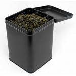 Dosenritter | 2 x eckige Vorratsdose Teedose STAPELBAR schwarz aromadicht aus Metall mit Klappdeckel für je 400g Tee | 15,3 x 10,6 x 10,6 cm H,B,T | auch ideal als Supplements- oder Kaffeedose