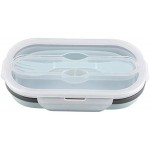 Faltbare Lunchbox Lebensmittelqualität Silikon Frischhaltedosen Aufbewahrungsboxen mit Rechteck Form für KücheLight Blue