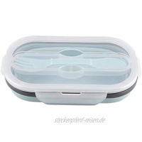 Faltbare Lunchbox Lebensmittelqualität Silikon Frischhaltedosen Aufbewahrungsboxen mit Rechteck Form für KücheLight_Blue