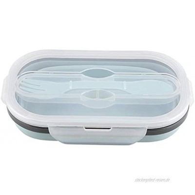 Faltbare Lunchbox Lebensmittelqualität Silikon Frischhaltedosen Aufbewahrungsboxen mit Rechteck Form für KücheLight_Blue