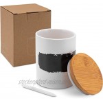 Lambda Coffee® Kaffeedose weiß aus Keramik 1000ml luftdicht | mit Kreide & Beschriftungstafel | Vorratsdose mit Holzdeckel zur Aufbewahrung von Kaffee Mehl Zucker Tee Nudeln etc.