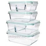 Navaris Glas Frischhaltedose Set mit Deckel 4x Vorratsdosen in 2 Größen auslaufsicher hitzebeständig kältebeständig Glasbehälter Boxen