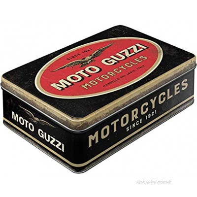 Nostalgic-Art Retro Vorratsdose flach Moto Guzzi – Logo Motorcycles – Geschenk-Idee für Motorrad-Fans Blech-Dose mit Deckel Vintage Design 2,5 l