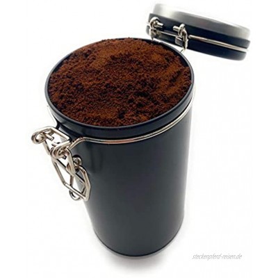Perfekto24 Aufbewahrung Kaffee 150g Kaffeedose mit Bügelverschluss hält Kaffeebohnen Pulver länger frisch Vorratsdose mit Aromaverschluss Luftdicht Kaffeebehälter schwarz