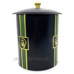 Perfekto24 Teedose für losen Tee 500g – Vorratsdose für Tee in Schwarz Dragon Design – Tee Aufbewahrung mit Aromadeckel aromadicht luftdicht – Blechdose rund BPA frei