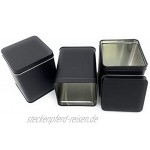 Perfekto24 Teedosen 3er Set in den Farben Schwarz inklusive 3 Etiketten– Vorratsdose für losen Tee 150g – Tee Aufbewahrung mit Aromadeckel – Blechdose eckig BPA frei