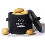 Sylando Aufbewahrung Kartoffeln Set,Vorratsdose Kartoffeln Zwiebeltopf Kartoffeltopf Knoblauchtopf Großer Vorratsbehälter aus Metall Schwarz-Set