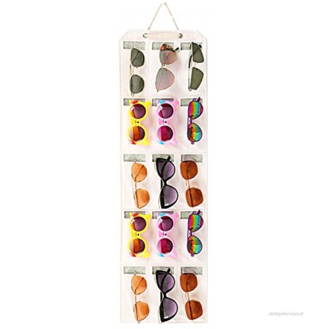 ESINGMILL Brillenhalterung zum Aufhängen an der Wand – Brillenhalter Aufbewahrung Display Tasche Halterung Aufhänger an Wand oder Tür 9 15 25 Fächer