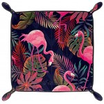 MUMIMI Quadratischer Teller für Damen und Mädchen aus Leder mit Flamingo-Tiermotiv Geschenk zum Muttertag oder Geburtstag