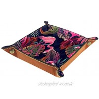 MUMIMI Quadratischer Teller für Damen und Mädchen aus Leder mit Flamingo-Tiermotiv Geschenk zum Muttertag oder Geburtstag