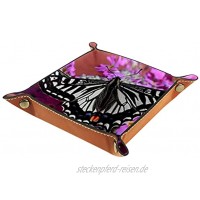 Valet Tray Aufbewahrungsbehälter Lederkorb Organizer blühender Schmetterling. für Kommode Schreibtisch Wohnzimmertisch
