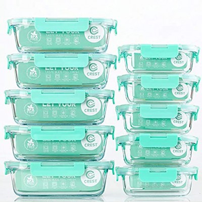 CREST Glas Frischhaltedosen [10er Set] Vorratsdosen Glas mit Deckel BPA-Frei Geeignet für Mikrowelle Gefrierschrank und Spülmaschine
