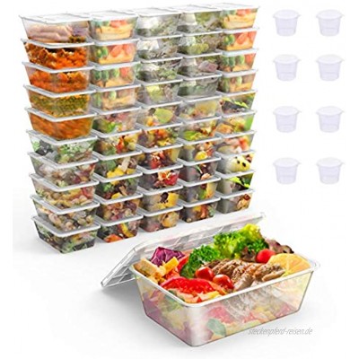 Gifort 50 PACK Lebensmittelboxen mit Deckel Wiederverwendbar 650 ml Mahlzeitenbehälter Wiederverwertbar Luftdichter Deckelverschluss Lunchbox
