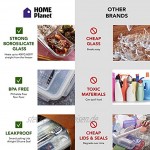 Home Planet Lunchbox Glas 3 Fach | 1050ml 3er Set | 97% weniger Kunststoffverpackungen | Meal Prep Boxen Glas | Mealprepdosen Glas | Meal Prep Glas | Bento Box Glas | Meal Prep Containers Glas