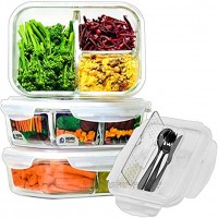 Home Planet Lunchbox Glas 3 Fach | 1050ml 3er Set | 97% weniger Kunststoffverpackungen | Meal Prep Boxen Glas | Mealprepdosen Glas | Meal Prep Glas | Bento Box Glas | Meal Prep Containers Glas
