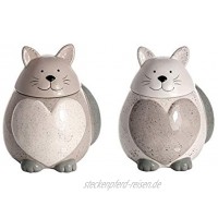 Vorratsdose mit Deckel Keramik 2-er Set Aufbewahrungsdose Keramikdose Katzen Deko Geschenk für Katzen-Liebhaber