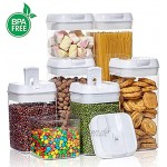 Vtopmart 7er Vorratsdosen Set,Müsli Schüttdose & Frischhaltedosen BPA frei Kunststoff luftdicht Küche Vorratsbehälter mit Deckel,24 Etiketten für Mehl Zucker
