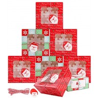 10 Stück Weihnachts kuchen boxen 4-Loch Weihnachtsplätzchen Boxen mit Fenster Weihnachts Cupcake Boxen Weihnachtsbäckerei Box mit Verpackungsschnur und Tags Geschenkboxen geburtstagsfeier 16x16x8cm