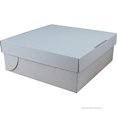 25 Tortenkartons 32x32x12 cm mit separatem Deckel | für Torten und Kuchen | Kuchenschachtel 2teilig | weiß unbedruckt | Kuchenkartons