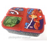 Avengers Kinder Brotdose mit 3 Fächern Kids Lunchbox,Bento Brotbox für Kinder ideal für Schule Kindergarten oder Freizeit