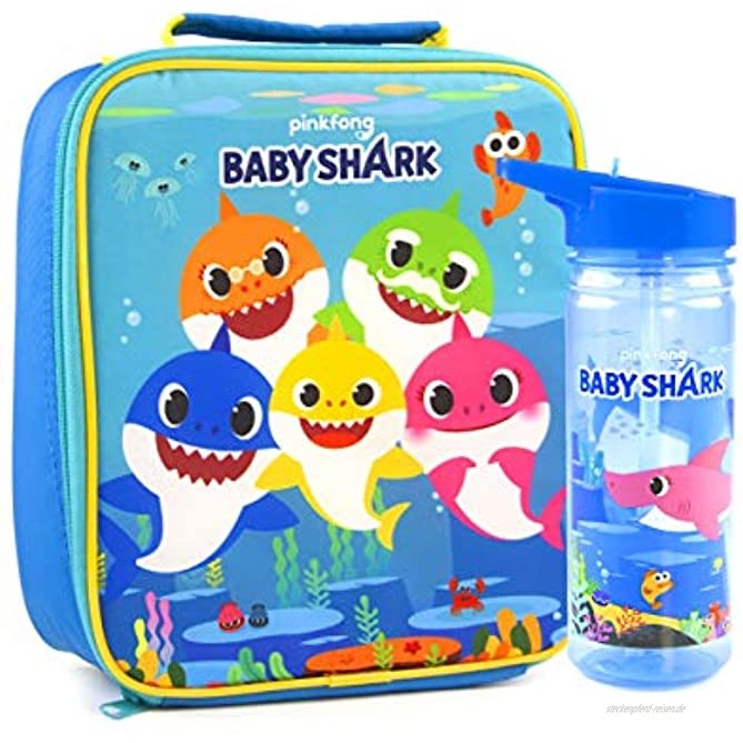 Baby Shark Lunch-Tasche und Flaschensatz für Kinder Pinkfong Einheitsgröße