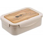 Bento Box,Lunchbox Kinder Brotdose Kinder Lebensmittelbehälter BPA-frei,Lunchbox mit 3 Fächern und Besteck Auslaufsichere Brotzeitbox,Vesperdose Mikrowelle Heizungbeige