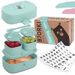 BJORKI® Bento Box für Kinder inkl. GRATIS Namensticker Auslaufsichere Lunchbox mit Fächern Nachhaltige Brotdose Kinder für Kindergarten & Schule Die Jausenbox für unterwegs.