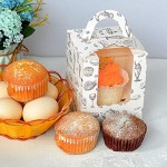 Cupcake-Boxen einzelne Cupcake-Tragetasche mit Fenstereinsatz und Griff für Gebäck Kuchen zum Verpacken von Süßigkeiten und Festen 50 Stück