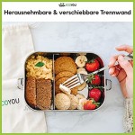 ECOYOU Premium Brotdose aus Edelstahl 800 ml Lunchbox inkl. Trennwand Bentobox auslaufsicher als Vesperdose für Erwachsene & Kinder Brotbox mit Fächern für Büro Schule und Kindergarten