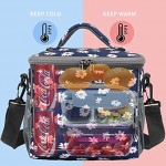 FlowFly Daisy Isolierte wiederverwendbare Lunch-Tasche für Erwachsene große Lunchbox Damen und Herren mit verstellbarem Schultergurt Reißverschlusstasche vorne zwei großen Netz-Seitentaschen