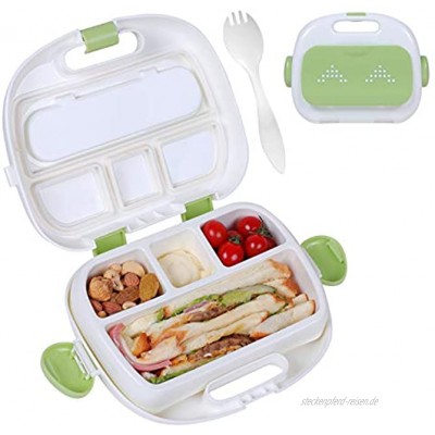 HOMESPON Lunchbox mit Fächern BPA-freier Kunststoff Bento-Box Auslaufsicher Lebensmittelbehälter mit Besteck