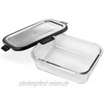 IDEALCRAFT Frischhaltedosen 4 Tassen Bento-Boxen mit hochwertigem 316 Edelstahl-Deckel und auslaufsicherem Glas Mahlzeiten-Vorbereitung Gefrierschrank mikrowellen- und ofenfest