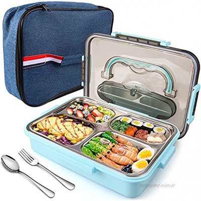 Jojobnj Bento Box für Kinder Brotdose mit Herausnehmbare Edelstahl Fächern und Gabel Löffel,Auslaufsicher Lunchbox BPA-frei ideal für Schule Kindergarten oder Freizeit