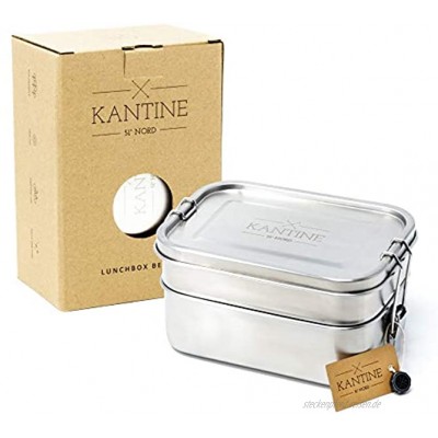 Kantine 51° Nord ® Lunchbox Bento | Auslaufsichere 1200ml Edelstahl Brotdose mit 2 Fächern