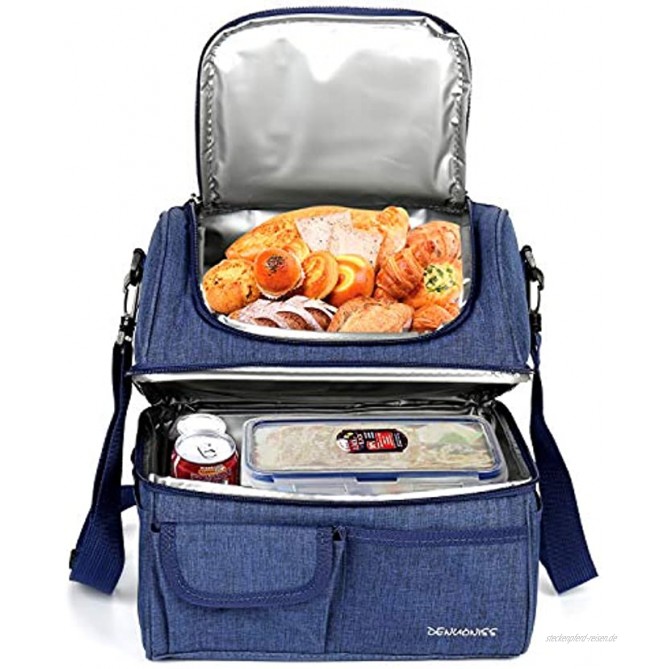 Kasimir 17L Picknicktaschen Doppelschicht Kühltasche Kühlkorb Picknicktasche Faltbare Isoliertasche Lunchtasche Mittagessen Tasche Thermotasche Isoliertasche für Lebensmitteltransport