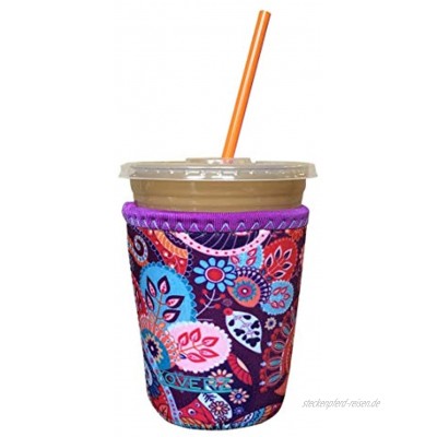 Koverz Java-Hülle aus Neopren für Eiskaffee Isolierhülle für kalte Getränke Neopren-Becherhalter kompatibel mit Starbucks & McDonald's Kaffee kleines Paisley