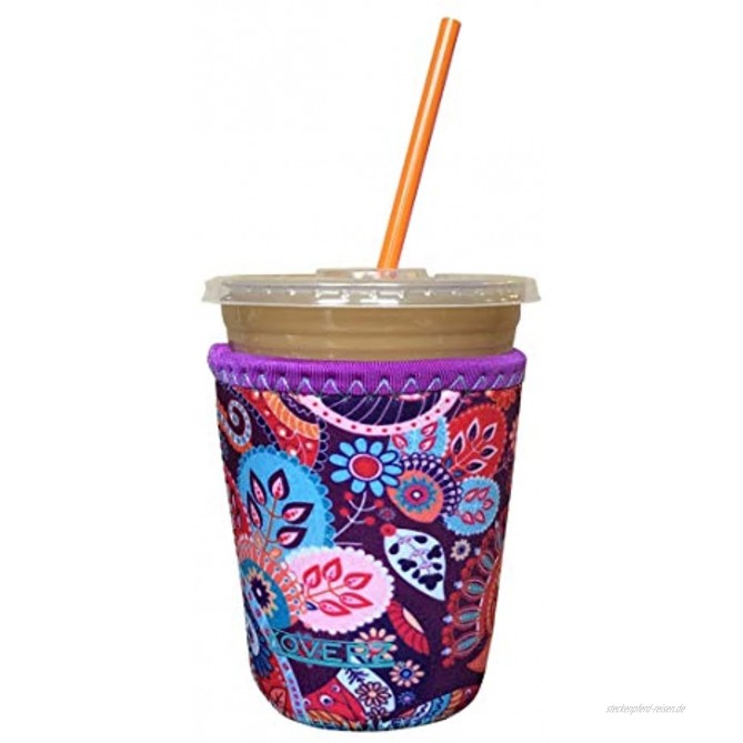 Koverz Java-Hülle aus Neopren für Eiskaffee Isolierhülle für kalte Getränke Neopren-Becherhalter kompatibel mit Starbucks & McDonald's Kaffee kleines Paisley