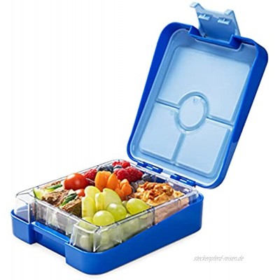 Navaris Bento Box Lunch Box Brotdose Vesperbox auslaufsicher mit variablen Fächern herausnehmbare Innenschale für Jungs Mädchen dunkelblau