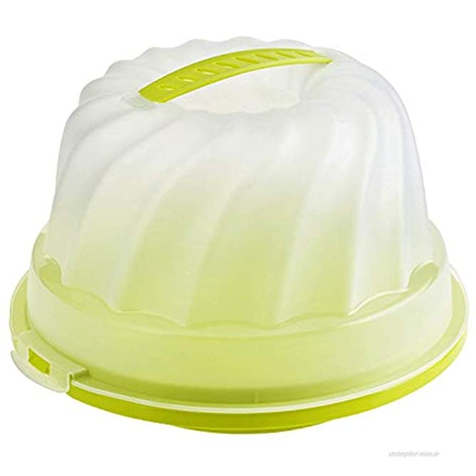 Rotho Fresh Kuchenbehälter für Gugelhupf mit Haube und Tragegriff Kunststoff PP BPA-frei grün transparent 30,5 x 28,5 x 17,5 cm