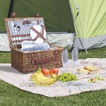 SatisInside Picknickkorb für 2 Personen isoliert mit verstärktem Griff Grau 16-teilig