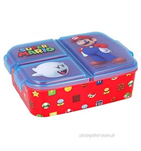 SUPER Mario | Brotdose mit 3 Fächern für Kinder Kinder-Lunchbox Snackbox Dekorierte Lunchbox