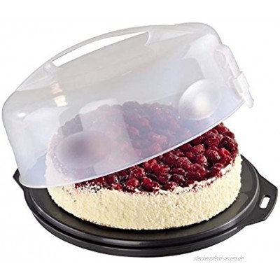 Xavax Kuchen-Transportbox rund mit Deckel Kuchenbehälter 31,5 cm Durchmesser Innenhöhe 8 cm Kuchenbox mit Stückeinteilungshilfe Party- und Tortenbutler Tortenplatte anthrazit