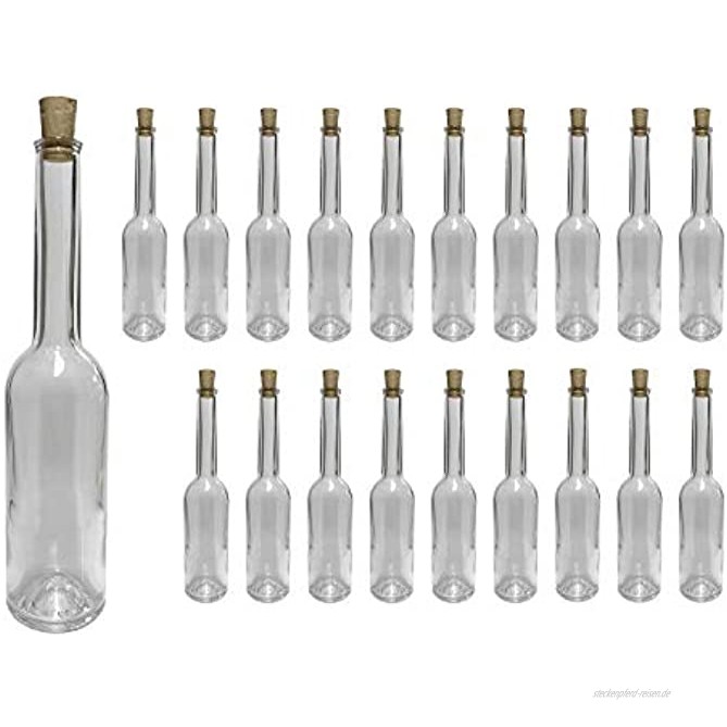 20 Leere Glasflaschen klar 100ml mit Verschluss Schnapsflasche Ölflasche Flasche mit Korken