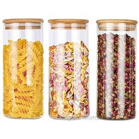 AiNiViO 950ML Luftdichter Vorratsglas 3er-Set Φ8.5cm Spaghetti Glasbehälter Vorratdosen aus Borosilikatglas mit Bambus-Deckel für Lebensmittel Spagetti Nudeln Getreide