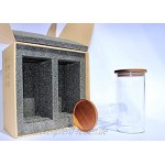 AKBU Glasbehälter -2er Set á 1000 ml – Vorratsgläser aus hochwertigem Borosilikatglas Deckel aus robusten Akazienholz
